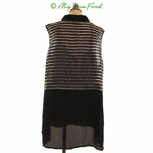 City Chic Top Size XL 22W Button Up Sleeveless Tunic Shadow Stripe NEW B80 - Picture 5 of 5